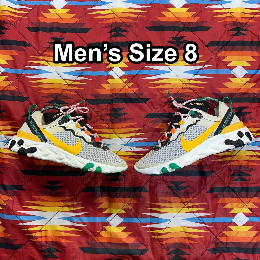 Nike React Element 55 Sunburst White Yellow Men’s Size 8 CK9288-100